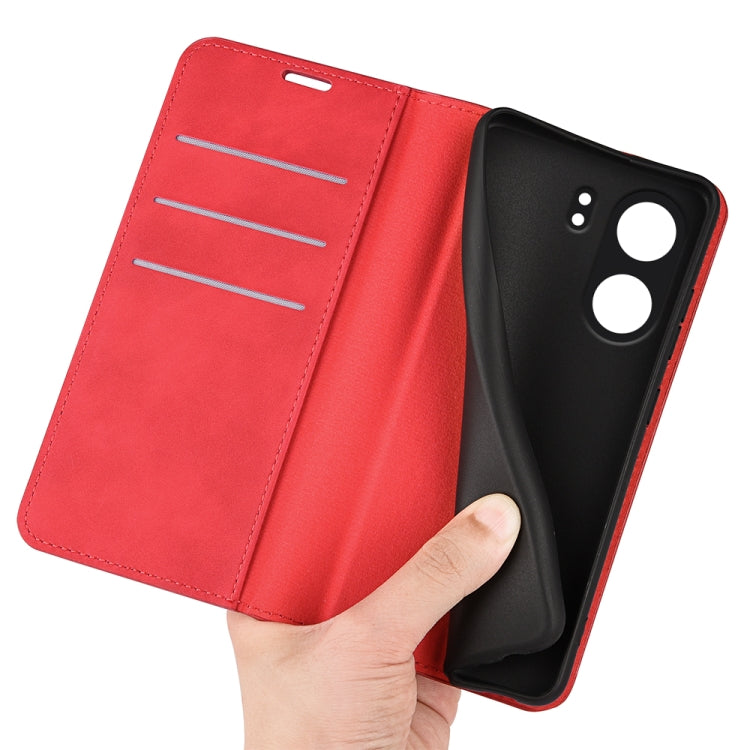 For Xiaomi Redmi 13C Retro-skin Magnetic Suction Leather Phone Case(Red) by buy2fix