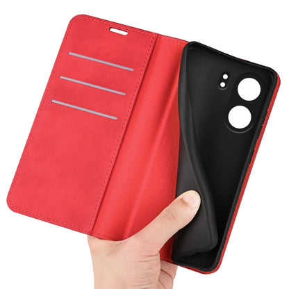For Xiaomi Redmi 13C Retro-skin Magnetic Suction Leather Phone Case(Red) by buy2fix
