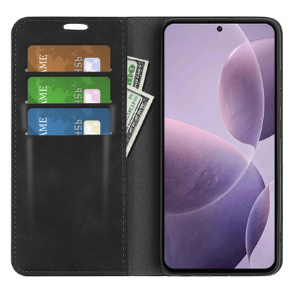 For Xiaomi Redmi K70 Retro-skin Magnetic Suction Leather Phone Case(Black) by buy2fix