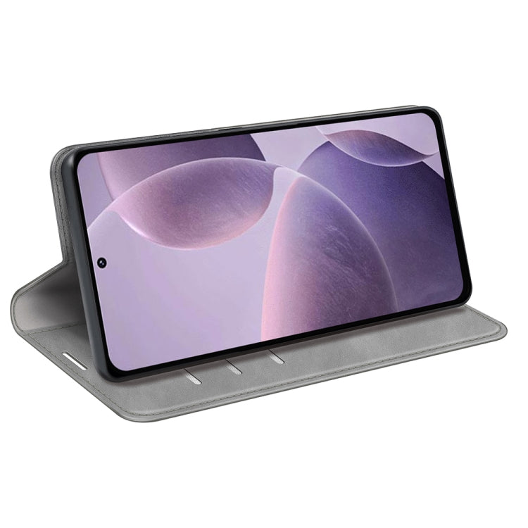 For Xiaomi Redmi K70 Retro-skin Magnetic Suction Leather Phone Case(Grey) by buy2fix