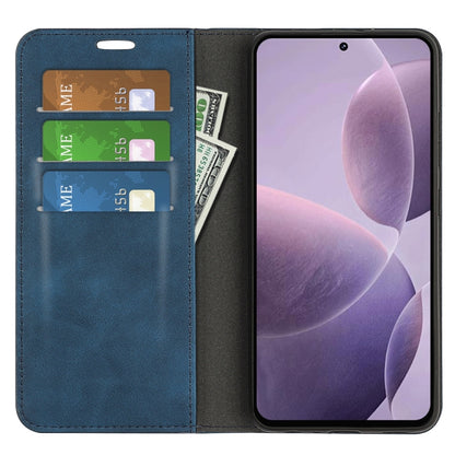 For Xiaomi Redmi K70 Retro-skin Magnetic Suction Leather Phone Case(Dark Blue) by buy2fix