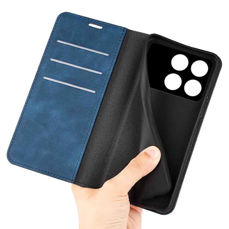 For Xiaomi Redmi K70 Retro-skin Magnetic Suction Leather Phone Case(Dark Blue) by buy2fix