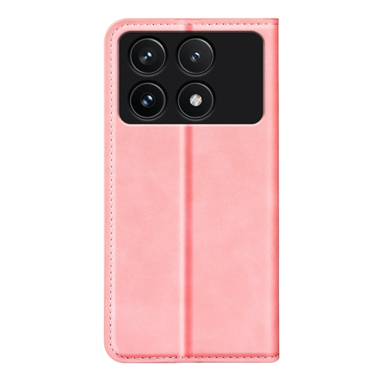 For Xiaomi Redmi K70 Retro-skin Magnetic Suction Leather Phone Case(Pink) by buy2fix