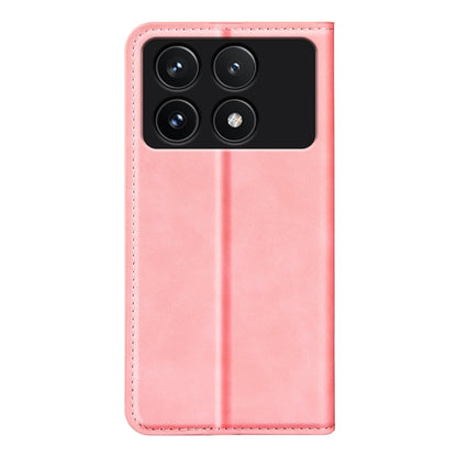 For Xiaomi Redmi K70 Retro-skin Magnetic Suction Leather Phone Case(Pink) by buy2fix