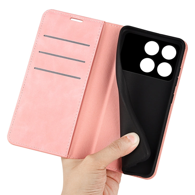 For Xiaomi Redmi K70 Retro-skin Magnetic Suction Leather Phone Case(Pink) by buy2fix