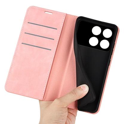 For Xiaomi Redmi K70 Retro-skin Magnetic Suction Leather Phone Case(Pink) by buy2fix