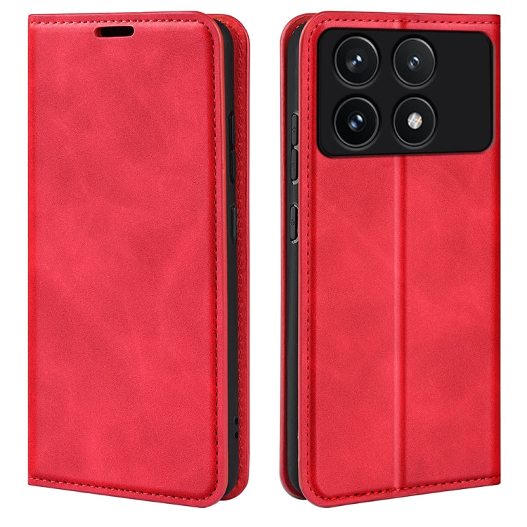 For Xiaomi Redmi K70 Retro-skin Magnetic Suction Leather Phone Case(Red) by buy2fix