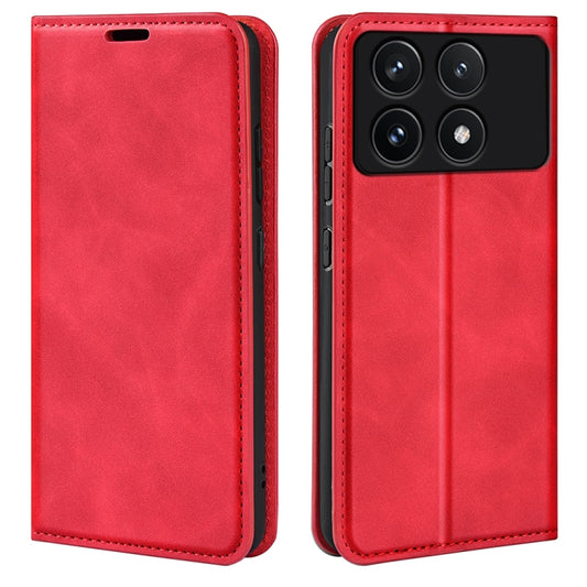 For Xiaomi Redmi K70 Retro-skin Magnetic Suction Leather Phone Case(Red) by buy2fix