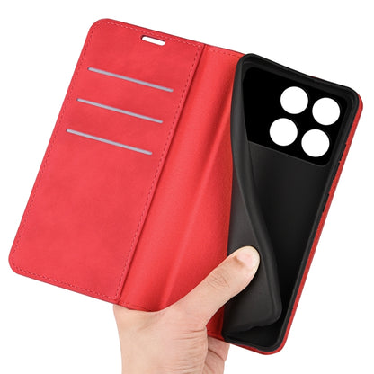 For Xiaomi Redmi K70 Retro-skin Magnetic Suction Leather Phone Case(Red) by buy2fix