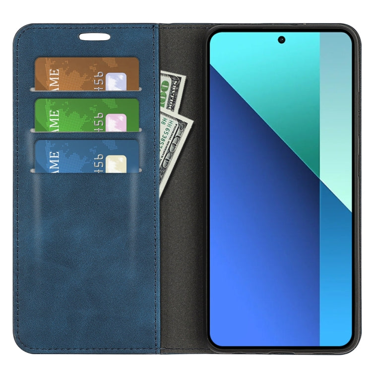 For Xiaomi Redmi Note 13 Pro 4G Retro-skin Magnetic Suction Leather Phone Case(Dark Blue) - Xiaomi Cases by buy2fix | Online Shopping UK | buy2fix