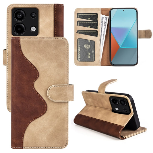 For Xiaomi Redmi Note 13 Pro 5G Stitching Horizontal Flip Leather Phone Case(Yellow) - Xiaomi Cases by buy2fix | Online Shopping UK | buy2fix