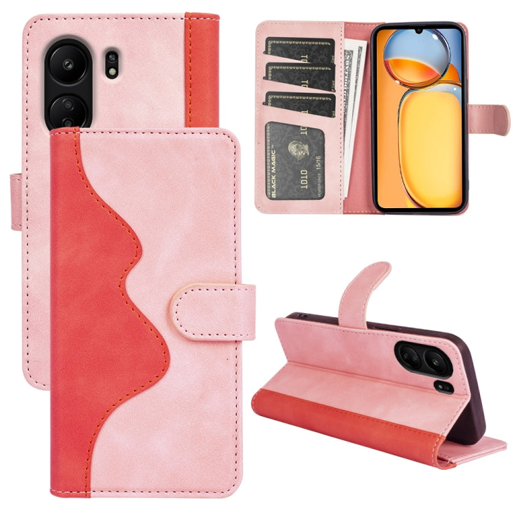For Xiaomi Redmi 13C Stitching Horizontal Flip Leather Phone Case(Red) by buy2fix