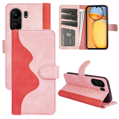 For Xiaomi Redmi 13C Stitching Horizontal Flip Leather Phone Case(Red) by buy2fix