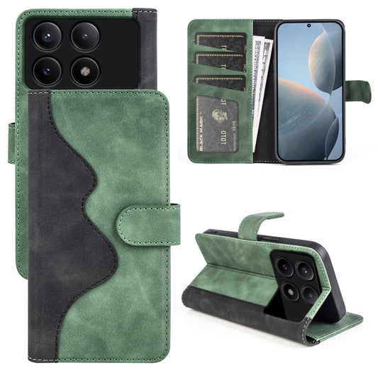 For Xiaomi Redmi K70E Stitching Horizontal Flip Leather Phone Case(Green) - Xiaomi Cases by buy2fix | Online Shopping UK | buy2fix