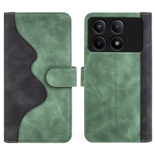 For Xiaomi Redmi K70E Stitching Horizontal Flip Leather Phone Case(Green) - Xiaomi Cases by buy2fix | Online Shopping UK | buy2fix