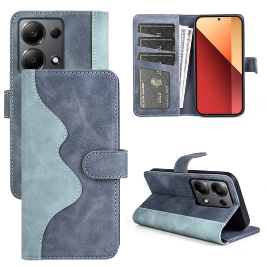 For Xiaomi Redmi Note 13 4G Stitching Horizontal Flip Leather Phone Case(Blue) - Xiaomi Cases by buy2fix | Online Shopping UK | buy2fix