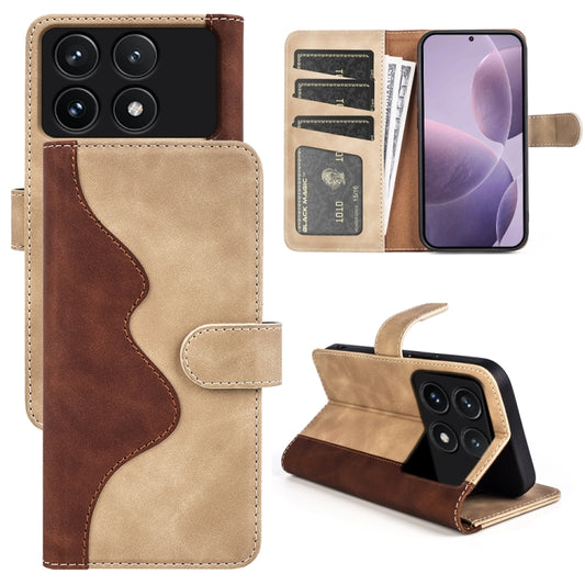 For Xiaomi Redmi K70 Stitching Horizontal Flip Leather Phone Case(Yellow) - Xiaomi Cases by buy2fix | Online Shopping UK | buy2fix