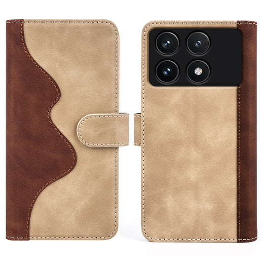 For Xiaomi Redmi K70 Stitching Horizontal Flip Leather Phone Case(Yellow) - Xiaomi Cases by buy2fix | Online Shopping UK | buy2fix