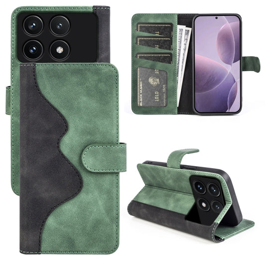 For Xiaomi Redmi K70 Stitching Horizontal Flip Leather Phone Case(Green) - Xiaomi Cases by buy2fix | Online Shopping UK | buy2fix