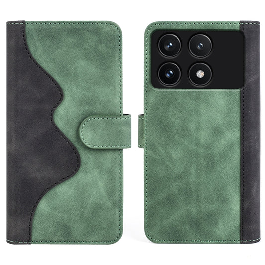 For Xiaomi Redmi K70 Stitching Horizontal Flip Leather Phone Case(Green) - Xiaomi Cases by buy2fix | Online Shopping UK | buy2fix