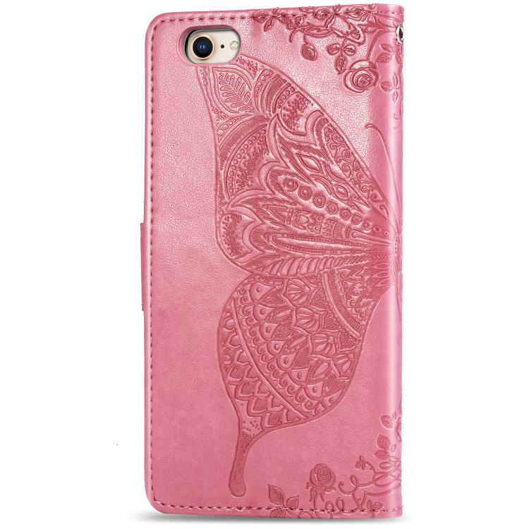 For iPhone 16e Butterfly Love Flower Embossed Leather Phone Case(Pink) - iPhone 16e Cases by buy2fix | Online Shopping UK | buy2fix