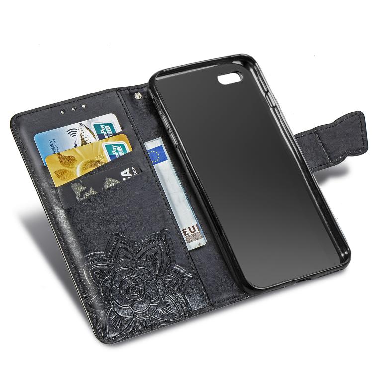 For iPhone 16e Butterfly Love Flower Embossed Leather Phone Case(Black) - iPhone 16e Cases by buy2fix | Online Shopping UK | buy2fix