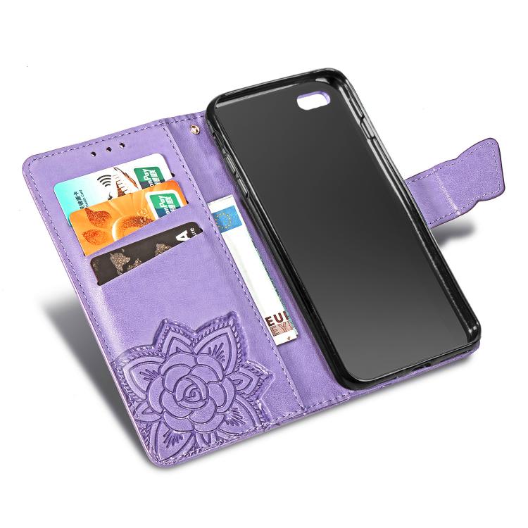 For iPhone 16e Butterfly Love Flower Embossed Leather Phone Case(Lavender) - iPhone 16e Cases by buy2fix | Online Shopping UK | buy2fix
