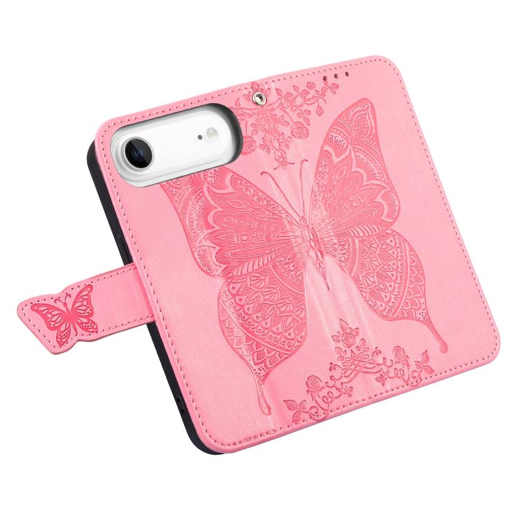 For iPhone Air Butterfly Love Flower Embossed Leather Phone Case(Pink) - iPhone Air Cases by buy2fix | Online Shopping UK | buy2fix