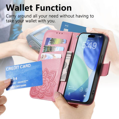 For iPhone Air Butterfly Love Flower Embossed Leather Phone Case(Pink) - iPhone Air Cases by buy2fix | Online Shopping UK | buy2fix