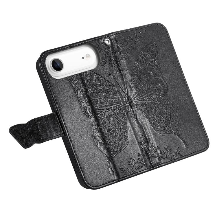 For iPhone Air Butterfly Love Flower Embossed Leather Phone Case(Black) - iPhone Air Cases by buy2fix | Online Shopping UK | buy2fix