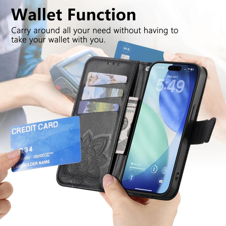 For iPhone Air Butterfly Love Flower Embossed Leather Phone Case(Black) - iPhone Air Cases by buy2fix | Online Shopping UK | buy2fix