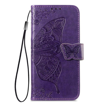 For iPhone Air Butterfly Love Flower Embossed Leather Phone Case(Purple) - iPhone Air Cases by buy2fix | Online Shopping UK | buy2fix
