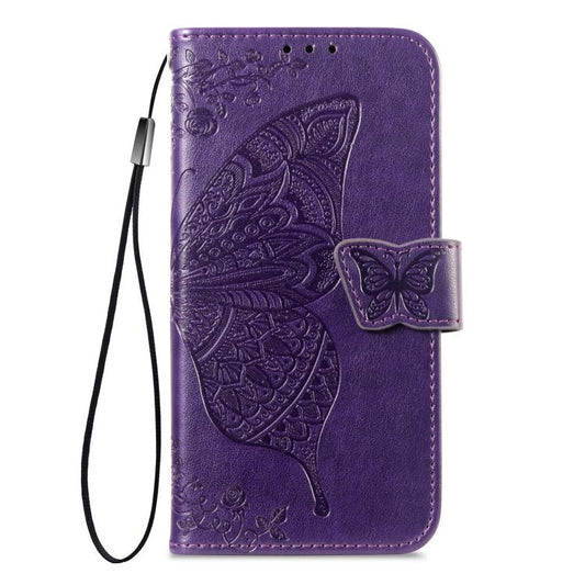 For iPhone Air Butterfly Love Flower Embossed Leather Phone Case(Purple) - iPhone Air Cases by buy2fix | Online Shopping UK | buy2fix