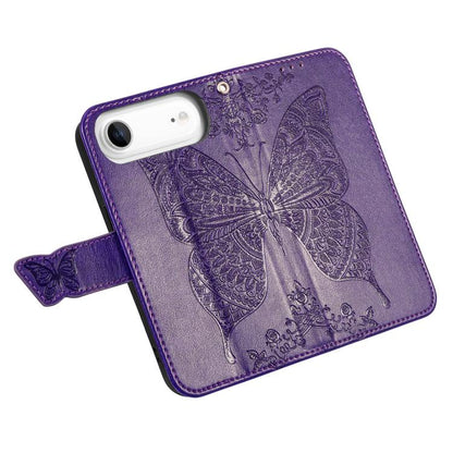 For iPhone Air Butterfly Love Flower Embossed Leather Phone Case(Purple) - iPhone Air Cases by buy2fix | Online Shopping UK | buy2fix