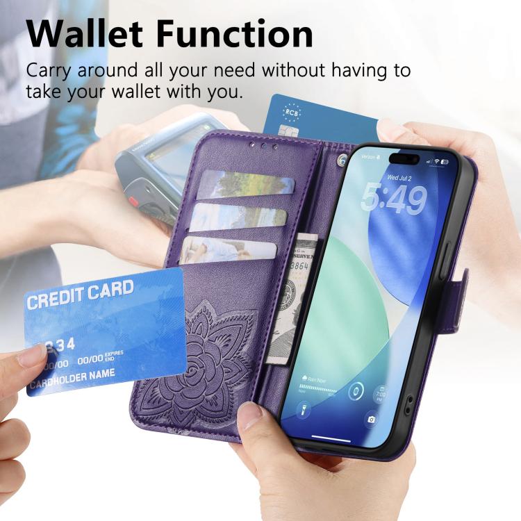 For iPhone Air Butterfly Love Flower Embossed Leather Phone Case(Purple) - iPhone Air Cases by buy2fix | Online Shopping UK | buy2fix