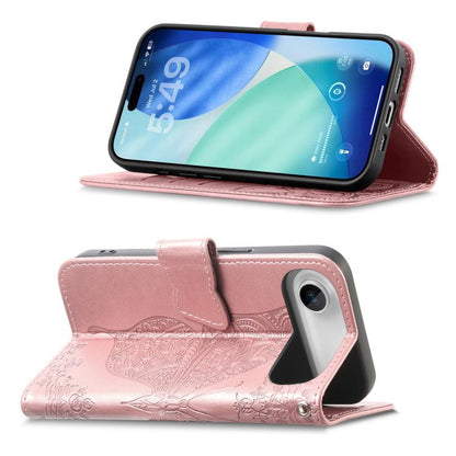 For iPhone Air Butterfly Love Flower Embossed Leather Phone Case(Rose Gold) - iPhone Air Cases by buy2fix | Online Shopping UK | buy2fix