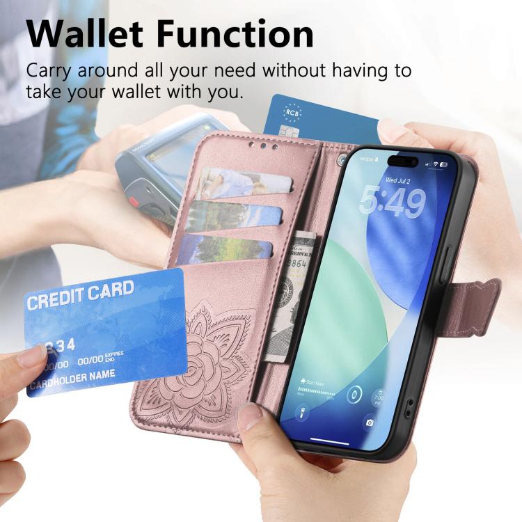 For iPhone Air Butterfly Love Flower Embossed Leather Phone Case(Rose Gold) - iPhone Air Cases by buy2fix | Online Shopping UK | buy2fix