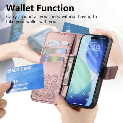 For iPhone Air Butterfly Love Flower Embossed Leather Phone Case(Rose Gold) - iPhone Air Cases by buy2fix | Online Shopping UK | buy2fix