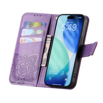 For iPhone Air Butterfly Love Flower Embossed Leather Phone Case(Lavender) - iPhone Air Cases by buy2fix | Online Shopping UK | buy2fix