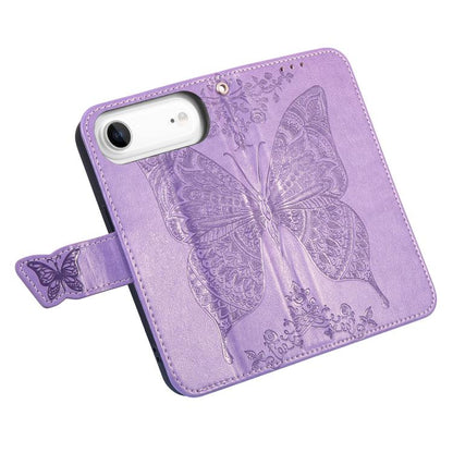 For iPhone Air Butterfly Love Flower Embossed Leather Phone Case(Lavender) - iPhone Air Cases by buy2fix | Online Shopping UK | buy2fix