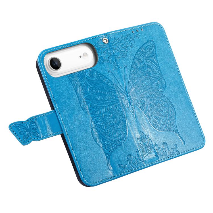 For iPhone Air Butterfly Love Flower Embossed Leather Phone Case(Blue) - iPhone Air Cases by buy2fix | Online Shopping UK | buy2fix