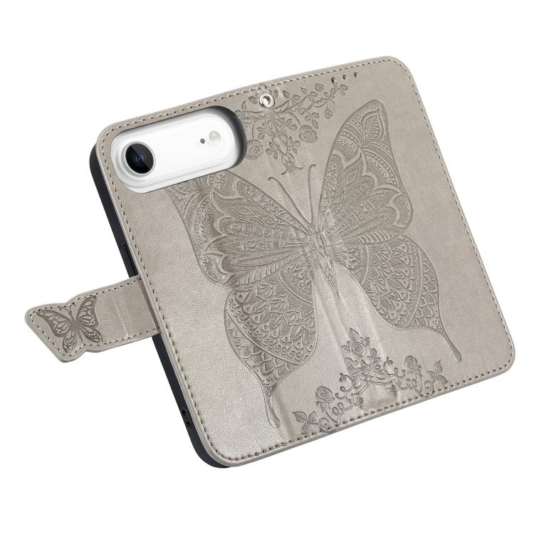 For iPhone Air Butterfly Love Flower Embossed Leather Phone Case(Gray) - iPhone Air Cases by buy2fix | Online Shopping UK | buy2fix
