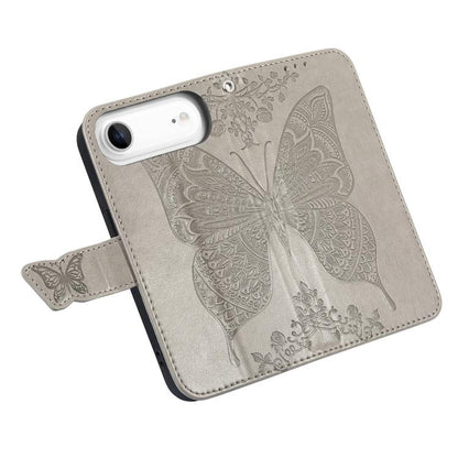 For iPhone Air Butterfly Love Flower Embossed Leather Phone Case(Gray) - iPhone Air Cases by buy2fix | Online Shopping UK | buy2fix