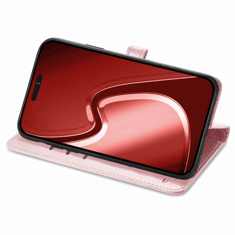 For iPhone 16 Pro Max Cat and Dog Embossed Leather Phone Case(Rose Gold) by buy2fix