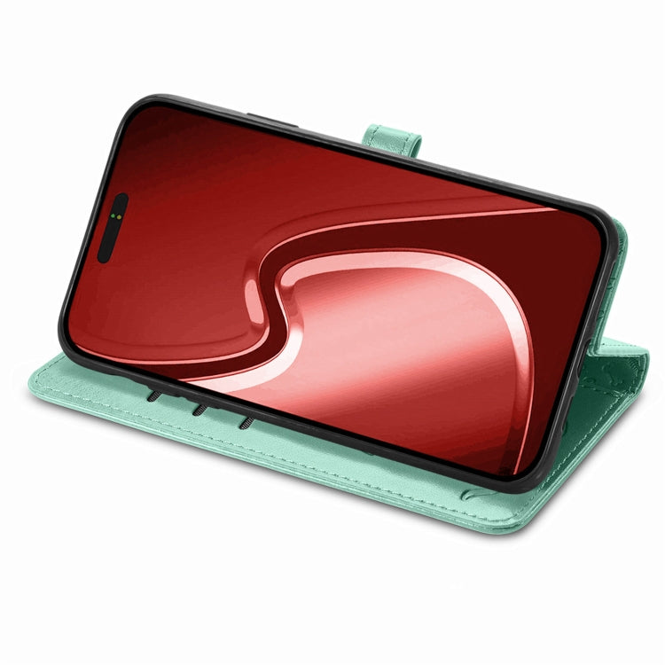 For iPhone 16 Pro Max Cat and Dog Embossed Leather Phone Case(Green) by buy2fix