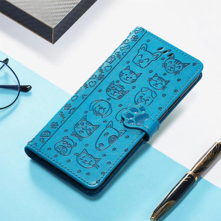 For iPhone Air Cat and Dog Embossed Leather Phone Case(Blue) - iPhone Air Cases by buy2fix | Online Shopping UK | buy2fix