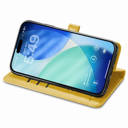 For iPhone Air Cat and Dog Embossed Leather Phone Case(Yellow) - iPhone Air Cases by buy2fix | Online Shopping UK | buy2fix