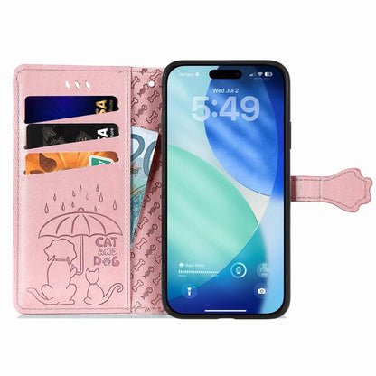 For iPhone Air Cat and Dog Embossed Leather Phone Case(Rose Gold) - iPhone Air Cases by buy2fix | Online Shopping UK | buy2fix