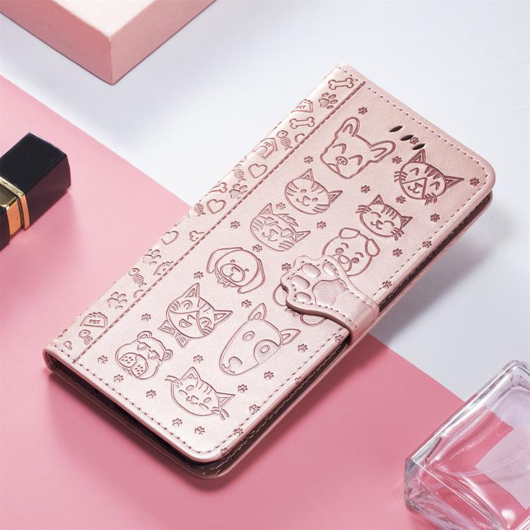 For iPhone Air Cat and Dog Embossed Leather Phone Case(Rose Gold) - iPhone Air Cases by buy2fix | Online Shopping UK | buy2fix