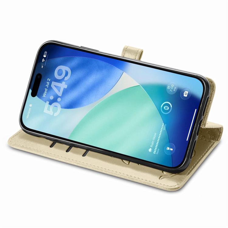 For iPhone Air Cat and Dog Embossed Leather Phone Case(Gold) - iPhone Air Cases by buy2fix | Online Shopping UK | buy2fix